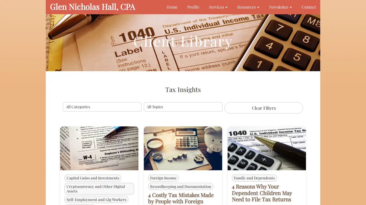 Glen Nicholas Hall, CPA page
