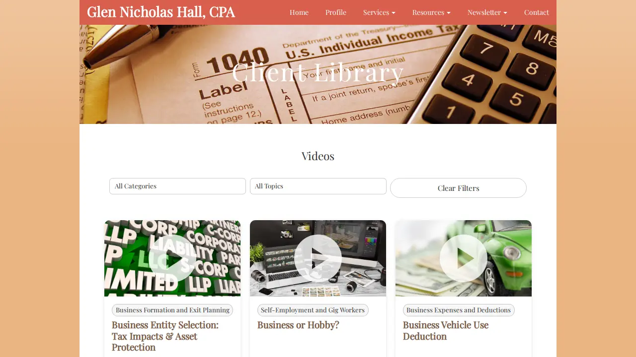 Glen Nicholas Hall, CPA page