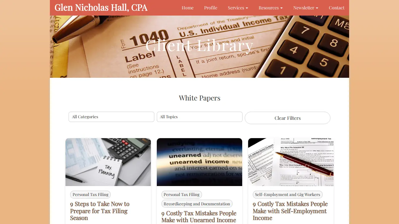 Glen Nicholas Hall, CPA page