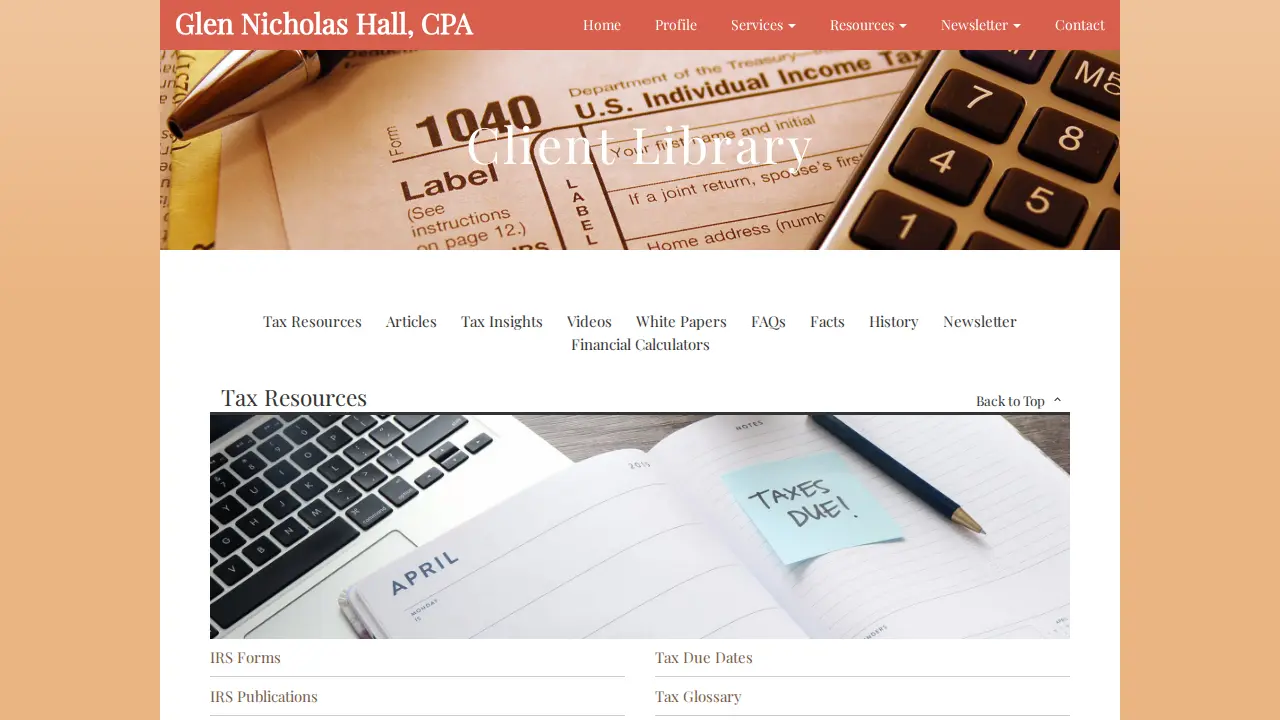Glen Nicholas Hall, CPA page