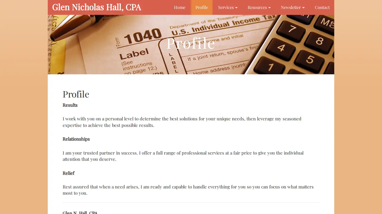 Glen Nicholas Hall, CPA page
