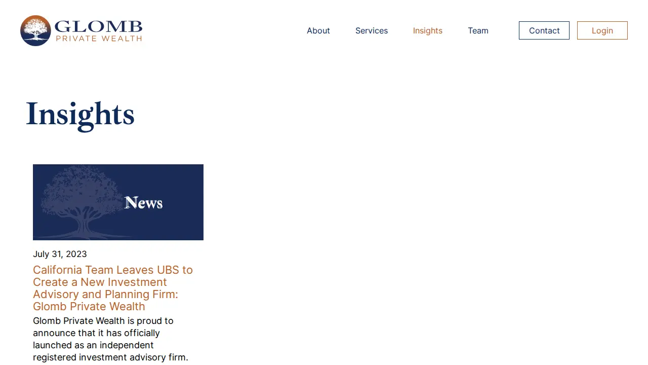 Glomb Private Wealth page