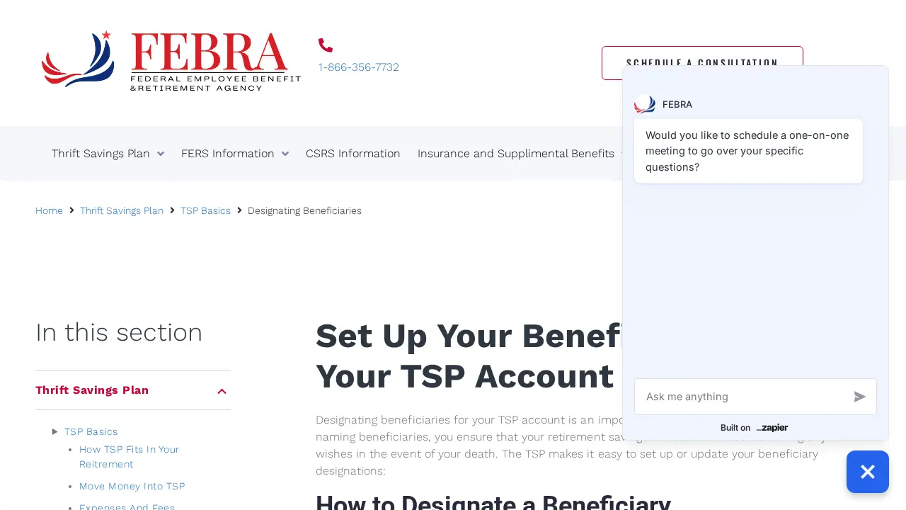 Federal Employee Benefit & Retirement Agency page