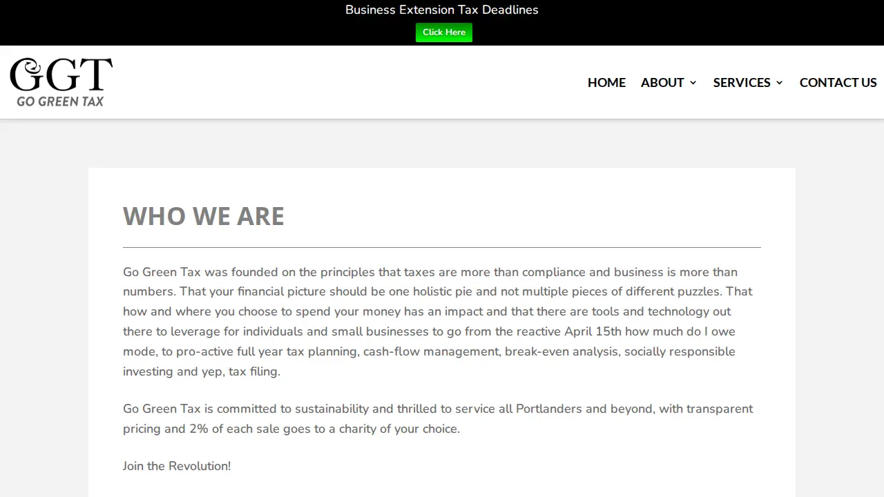 Go Green Tax page