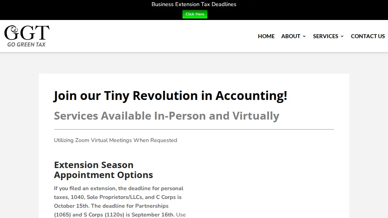 Go Green Tax page