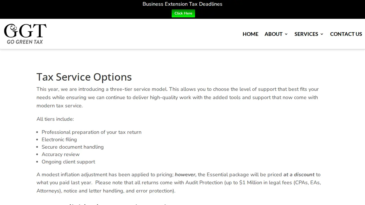 Go Green Tax page