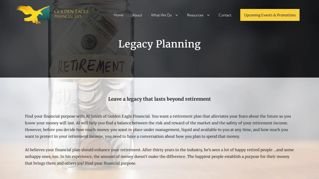 Golden Eagle Financial, Ltd. page