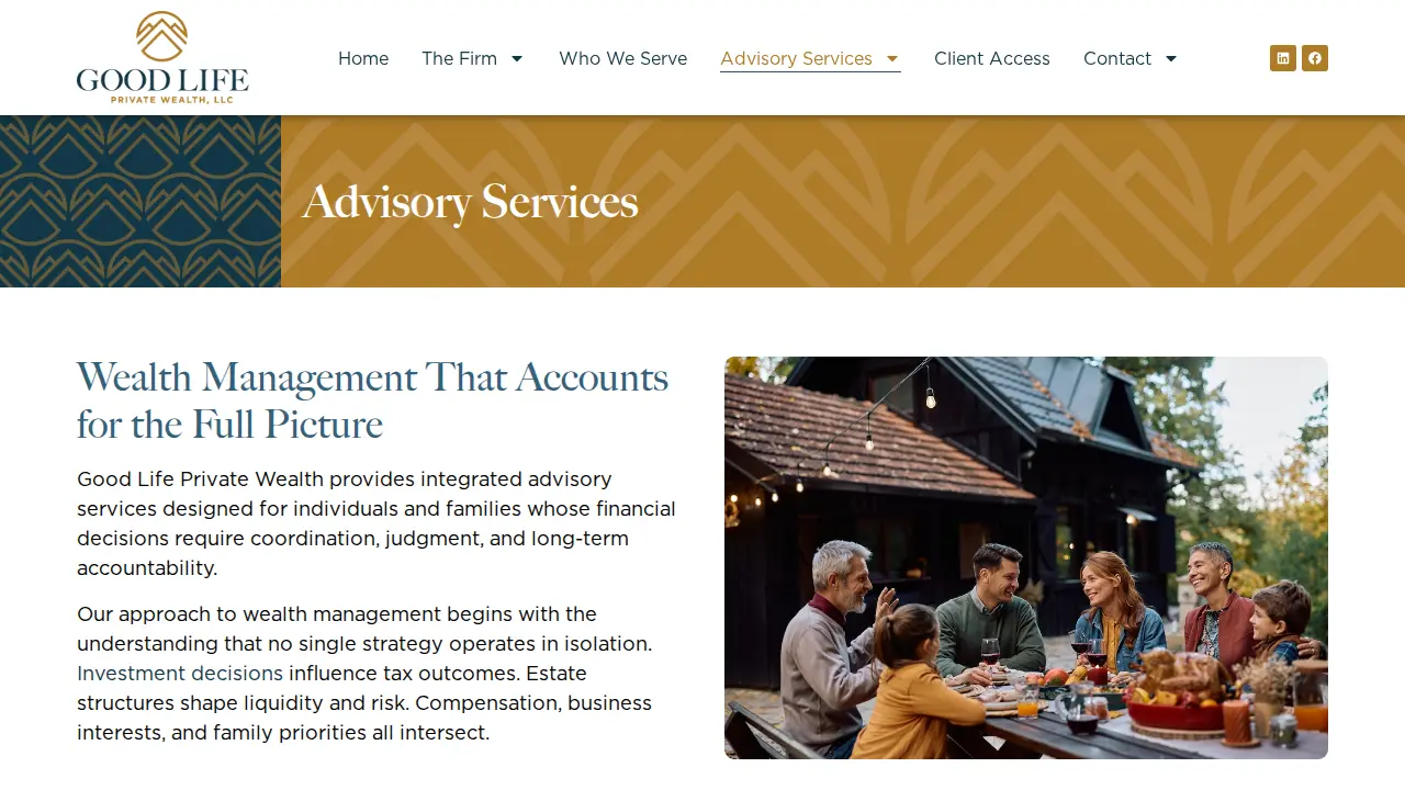 Good Life Private Wealth page