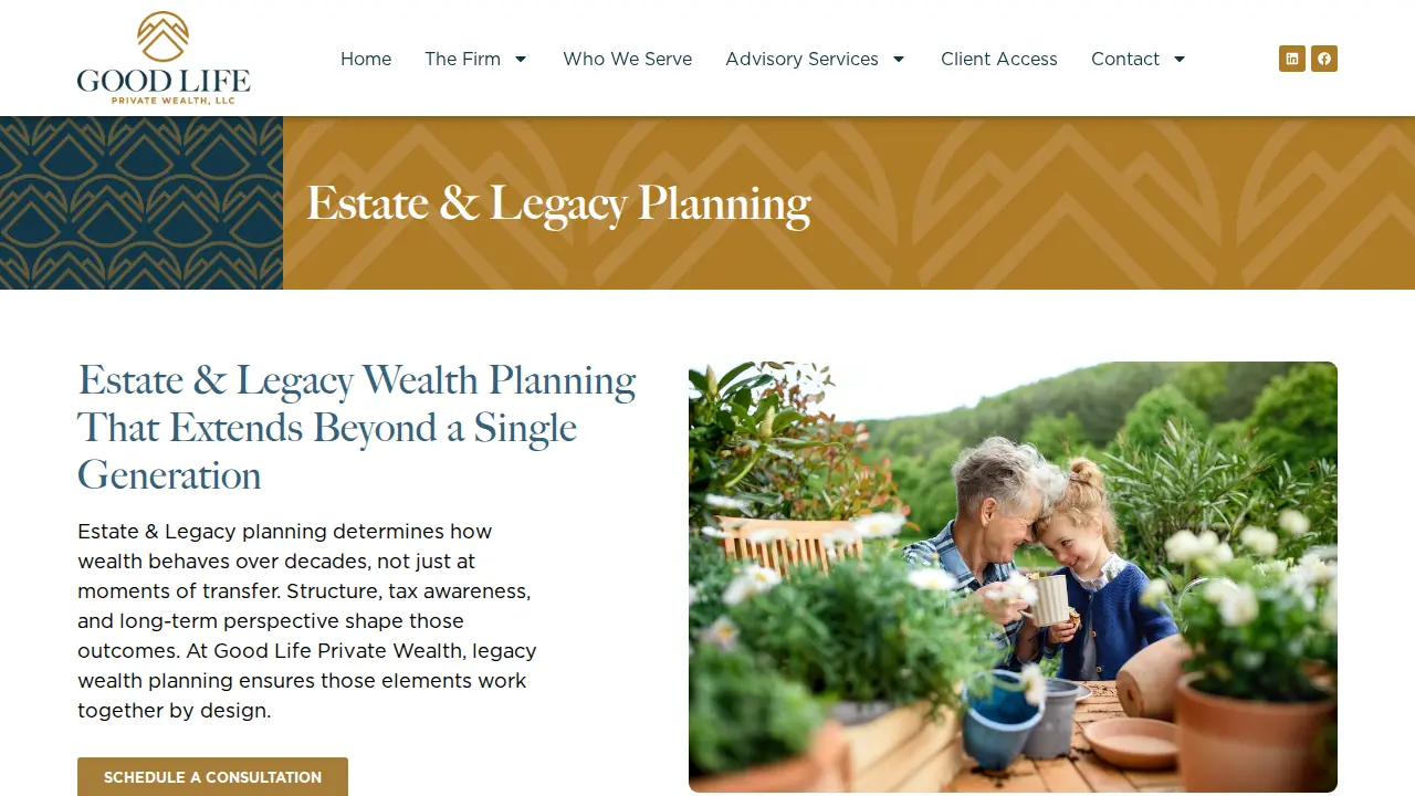 Good Life Private Wealth page