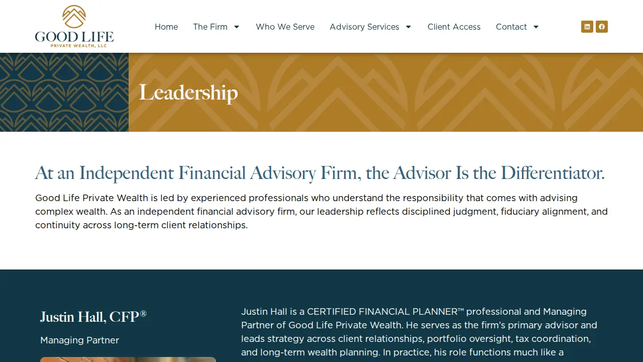 Good Life Private Wealth page