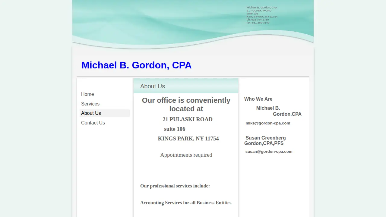 Michael B Gordon, CPA page