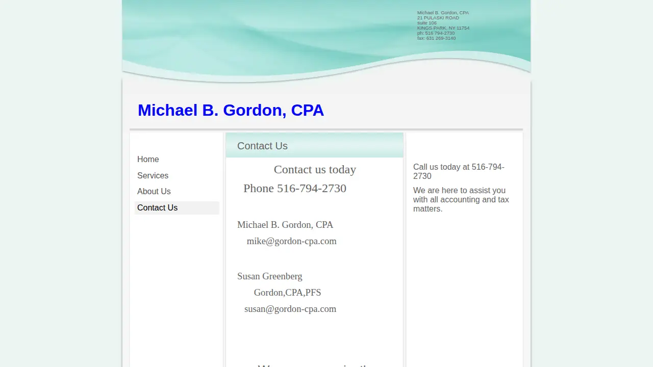 Michael B Gordon, CPA page