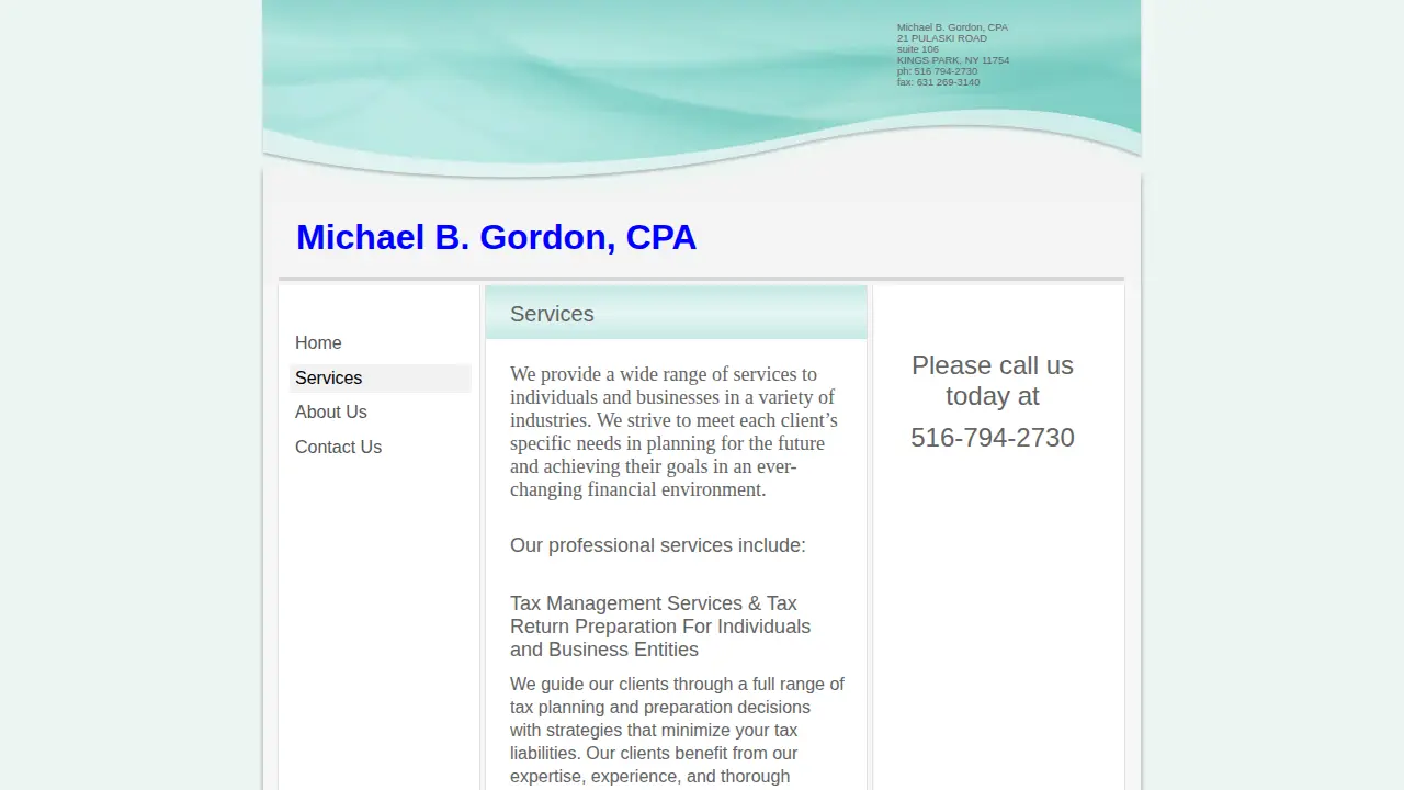 Michael B Gordon, CPA page