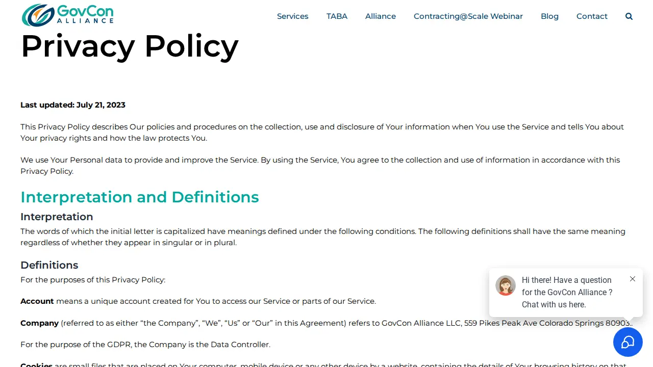 GovCon Alliance page