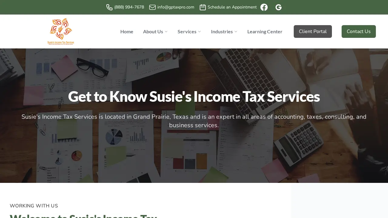 Susie's Income Tax Service page