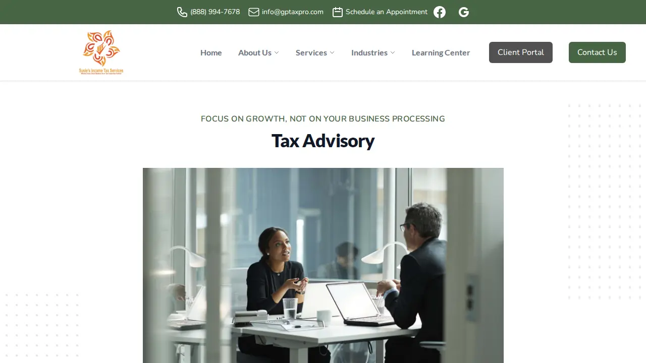 Susie's Income Tax Service page