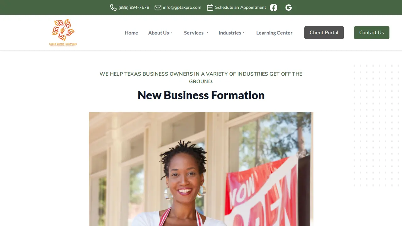 Susie's Income Tax Service page