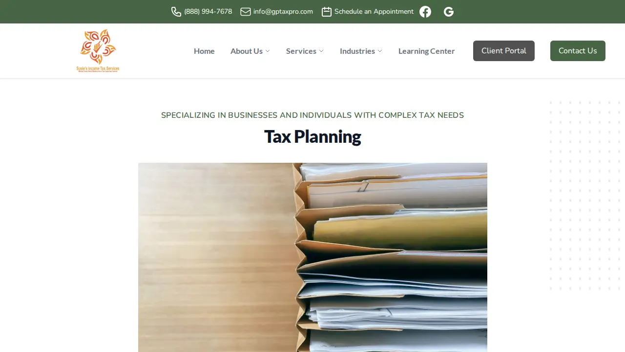 Susie's Income Tax Service page
