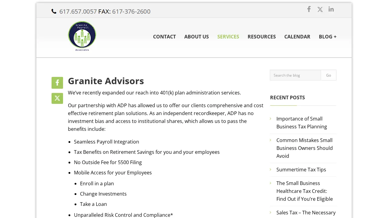 Granite Payroll Associates page