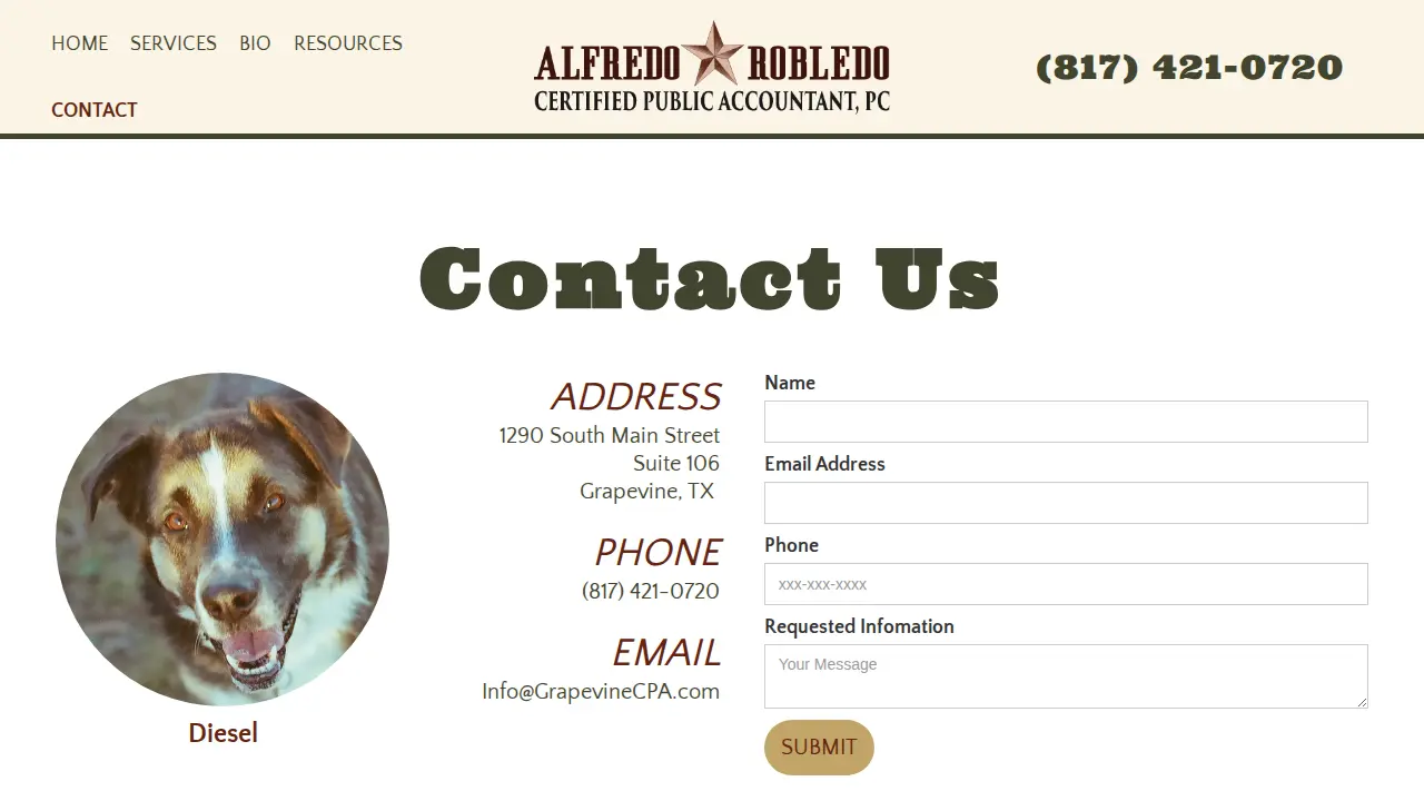 Alfredo Robledo CPA PC page