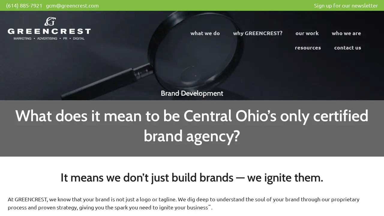GREENCREST Marketing page