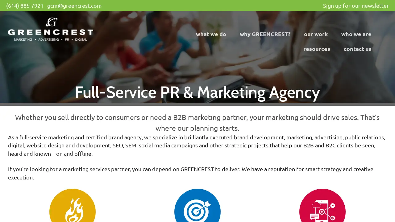 GREENCREST Marketing page