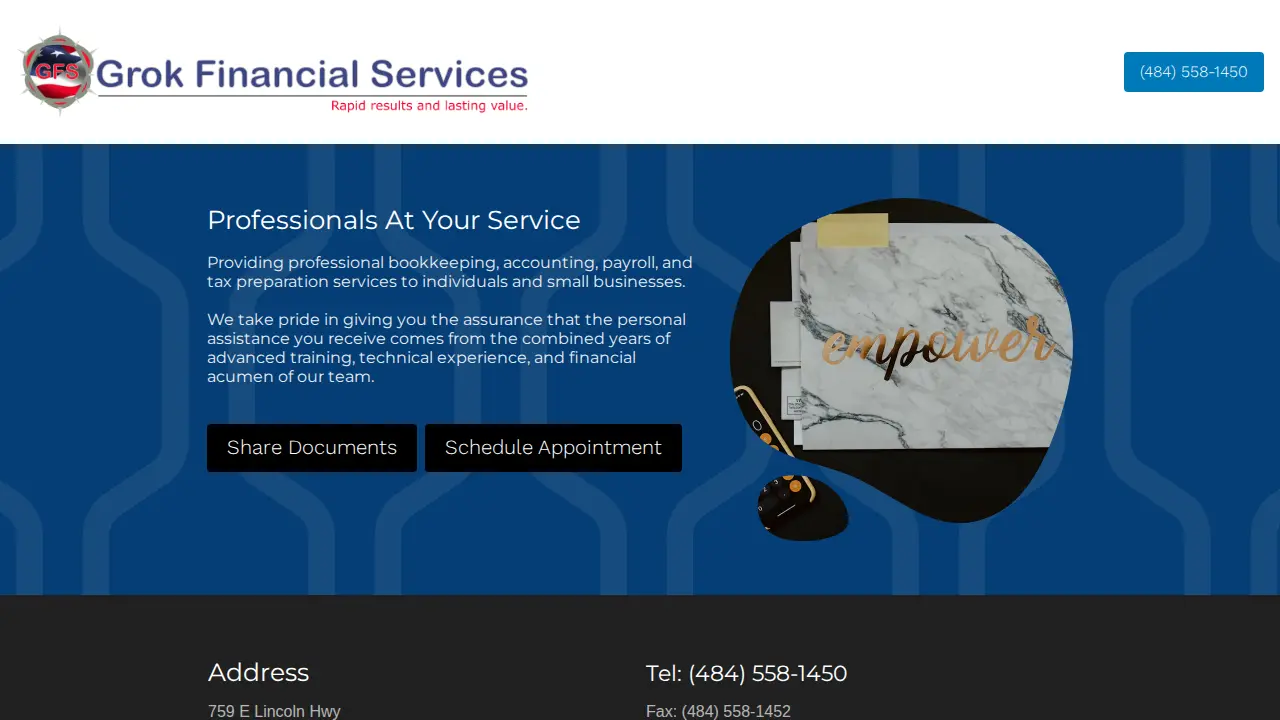 Grok Financial Services website