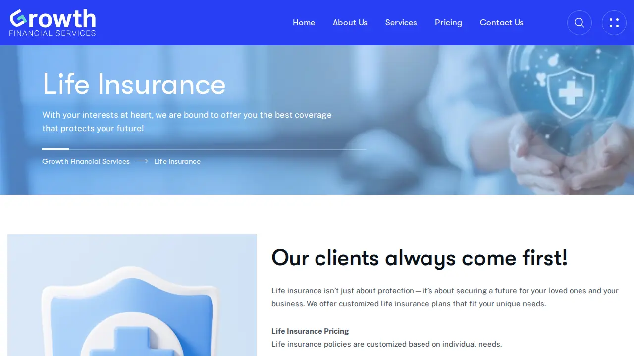 Growth Financial Services page