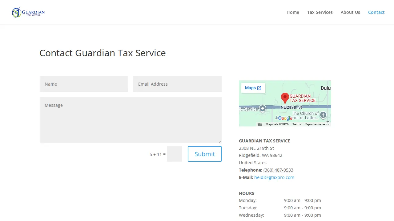 GUARDIAN TAX SERVICE page