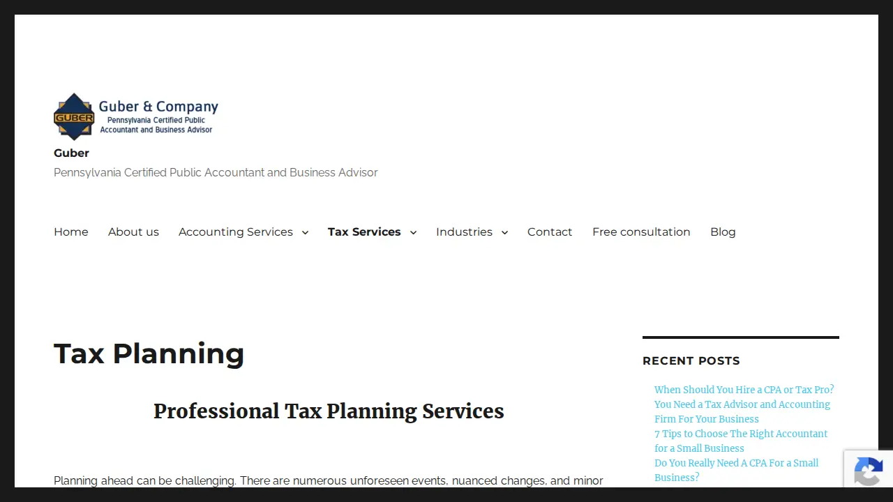 Guber & Company - Certified Public Accountants page