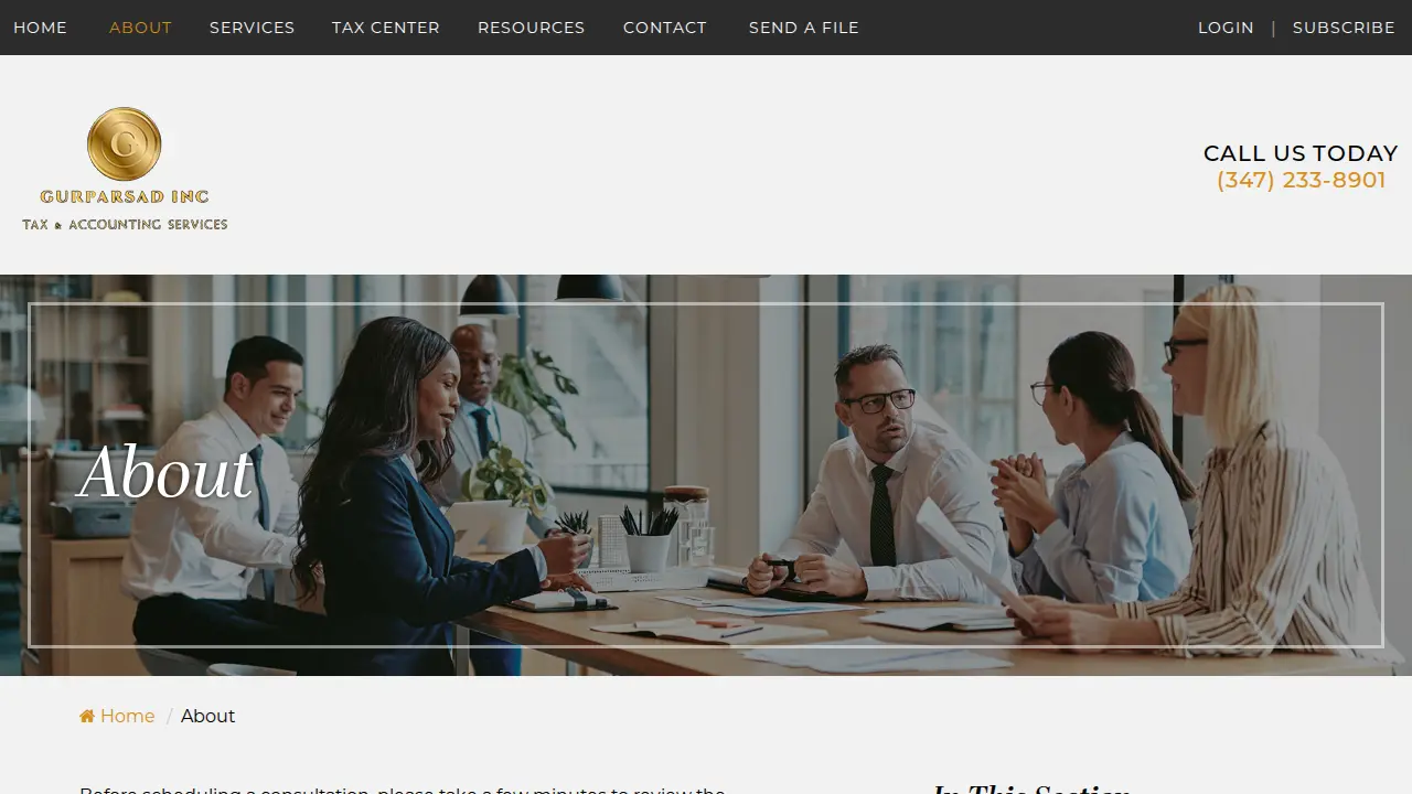 Gurparsad Inc - Tax and Accounting Services page
