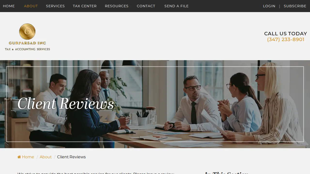 Gurparsad Inc - Tax and Accounting Services page