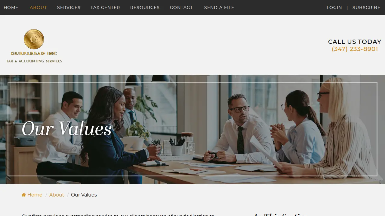 Gurparsad Inc - Tax and Accounting Services page