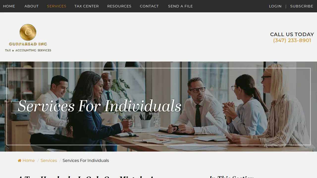 Gurparsad Inc - Tax and Accounting Services page