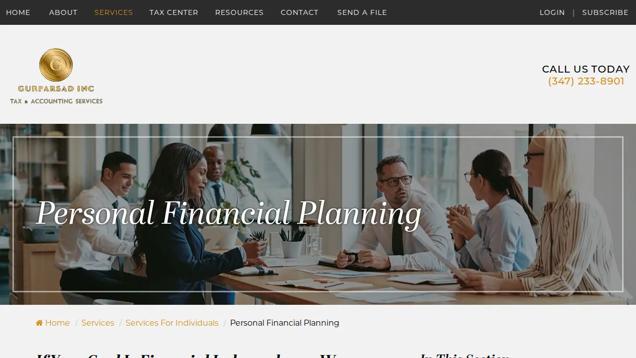 Gurparsad Inc - Tax and Accounting Services page
