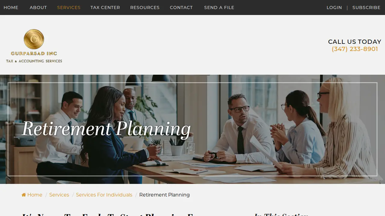 Gurparsad Inc - Tax and Accounting Services page