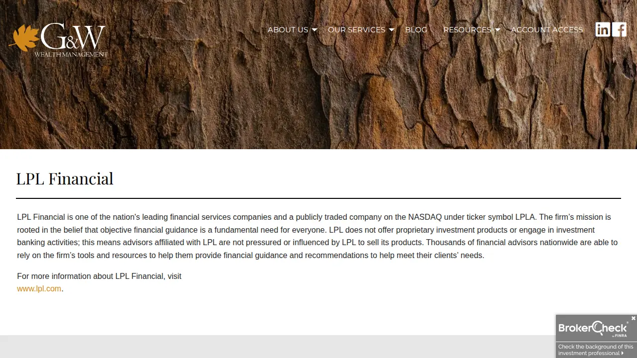 G&W Wealth Management page