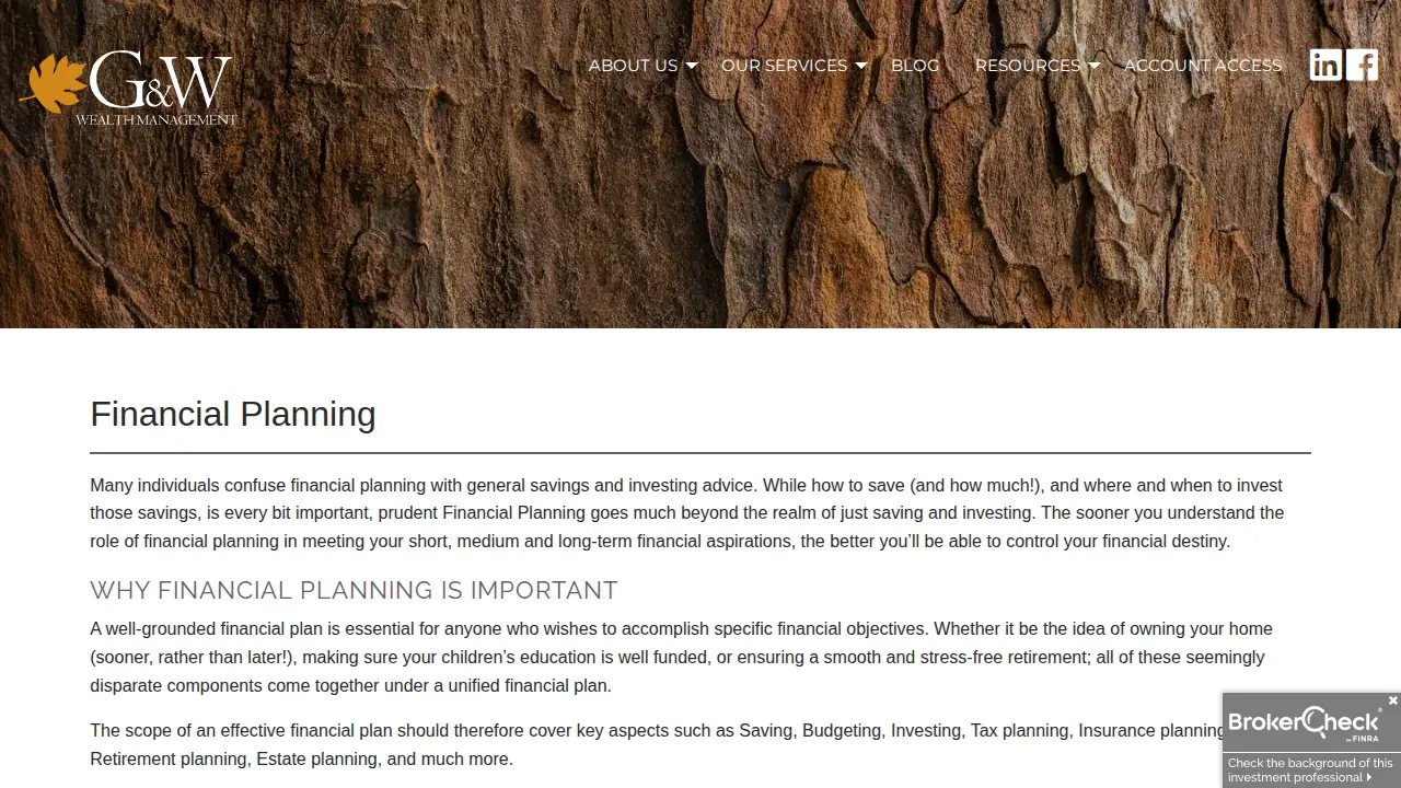 G&W Wealth Management page