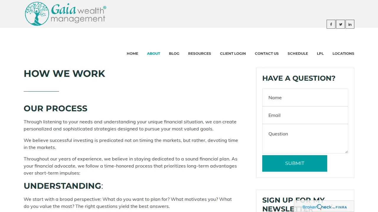 Gaia Wealth Management page