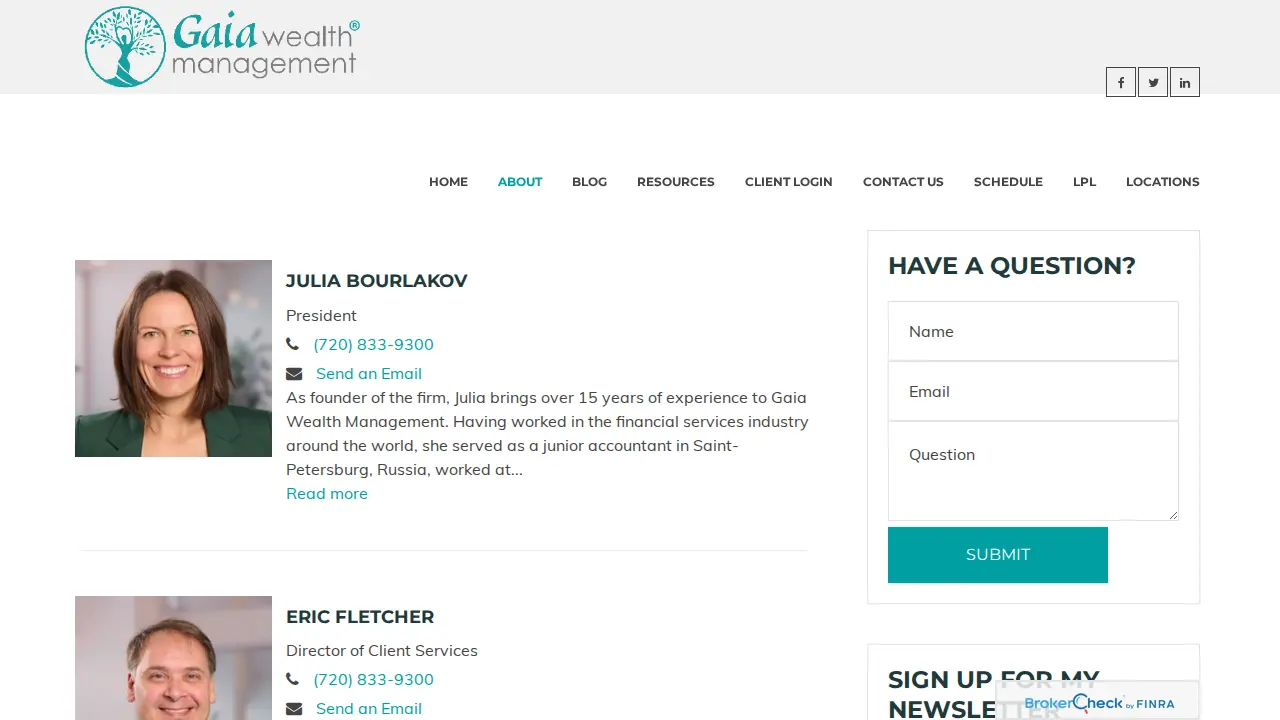Gaia Wealth Management page