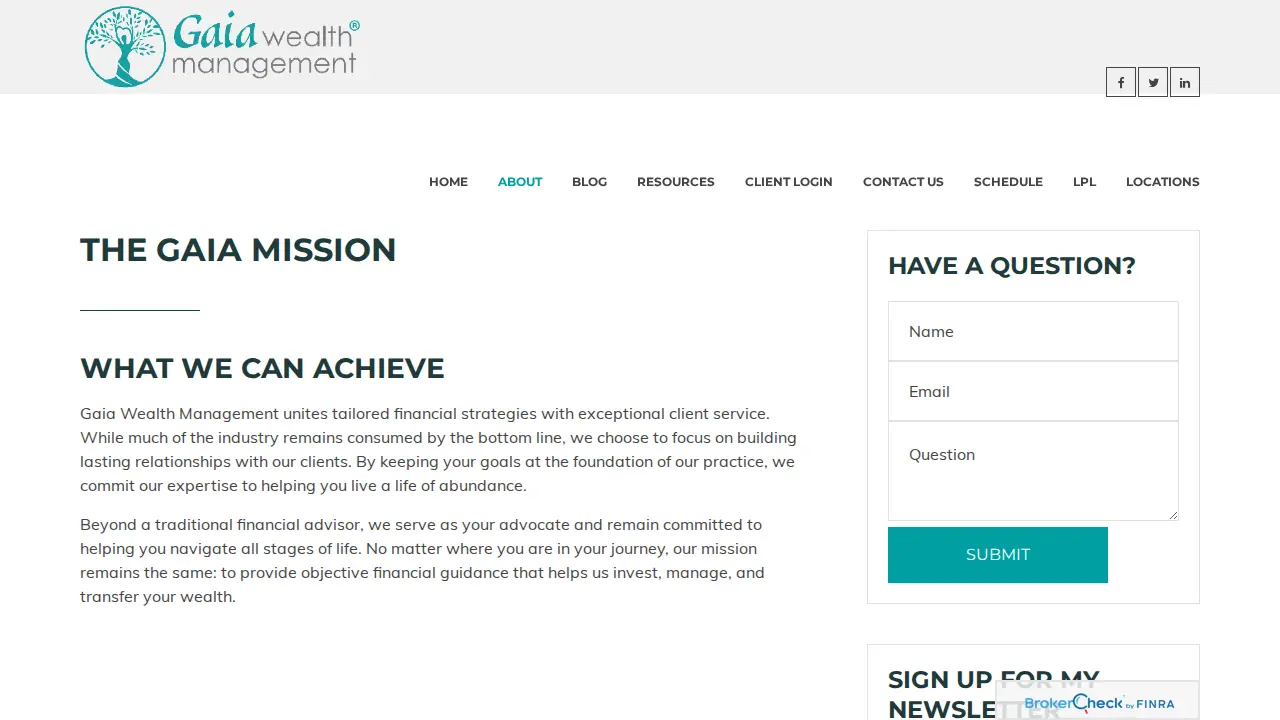 Gaia Wealth Management page