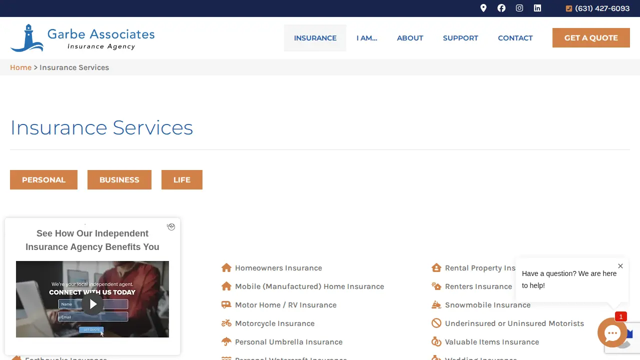 Garbe Associates Insurance - Huntington page