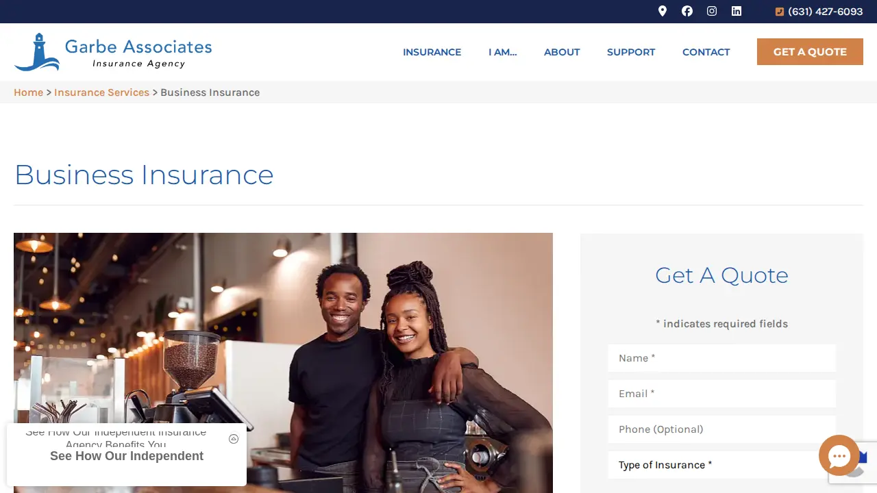 Garbe Associates Insurance - Huntington page