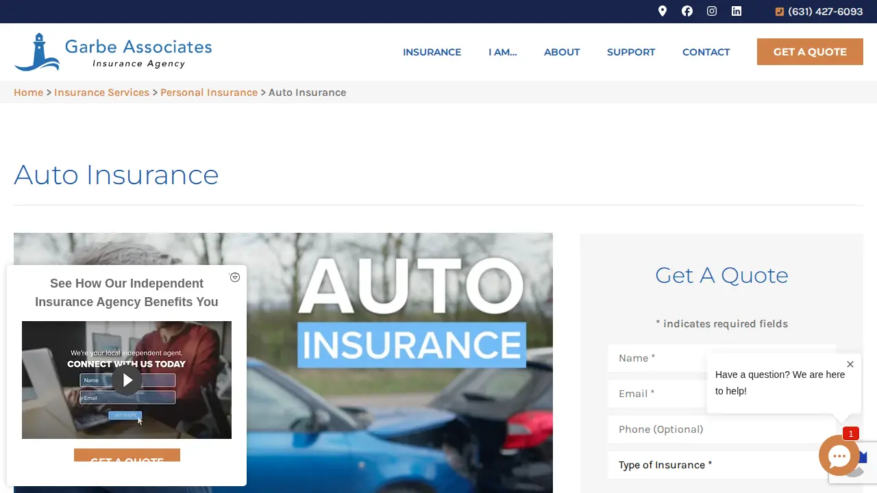 Garbe Associates Insurance - Huntington page