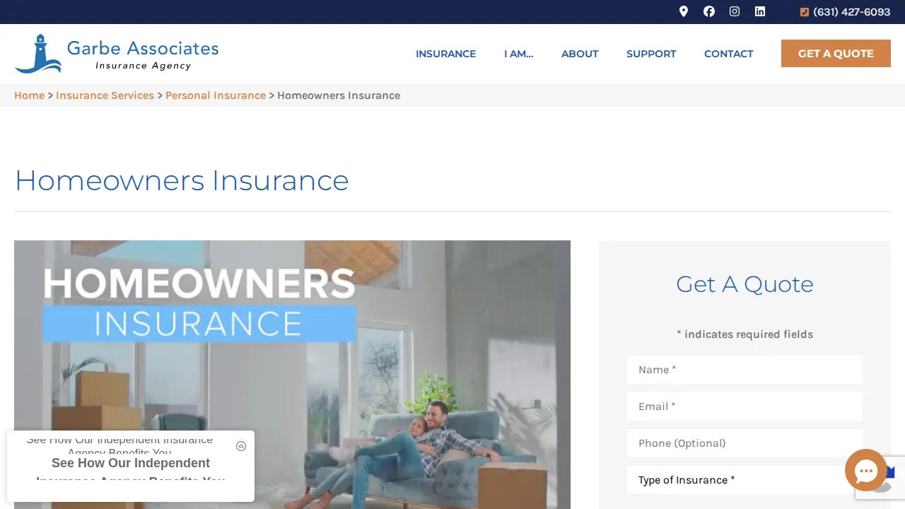 Garbe Associates Insurance - Huntington page