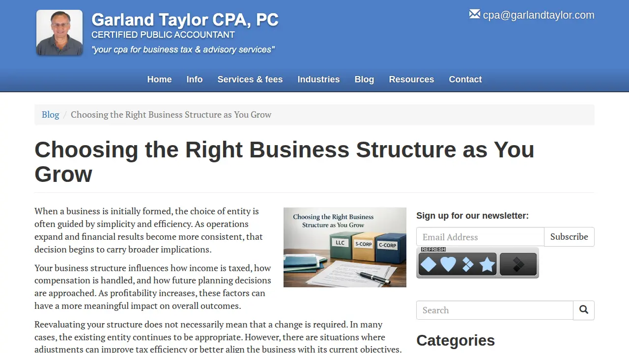 Garland Taylor CPA PC page