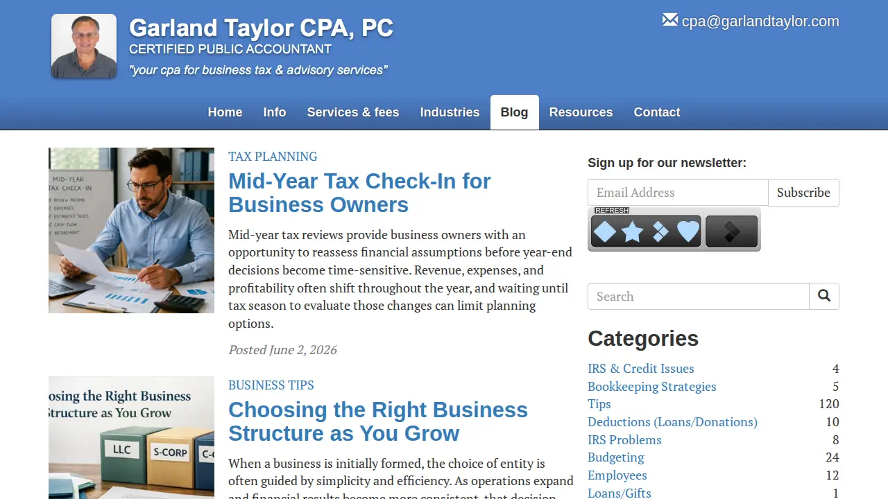 Garland Taylor CPA PC page