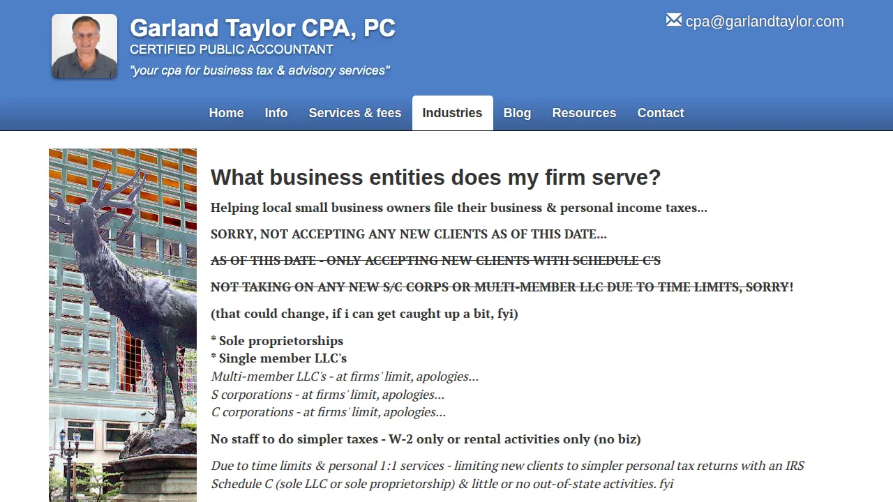 Garland Taylor CPA PC page