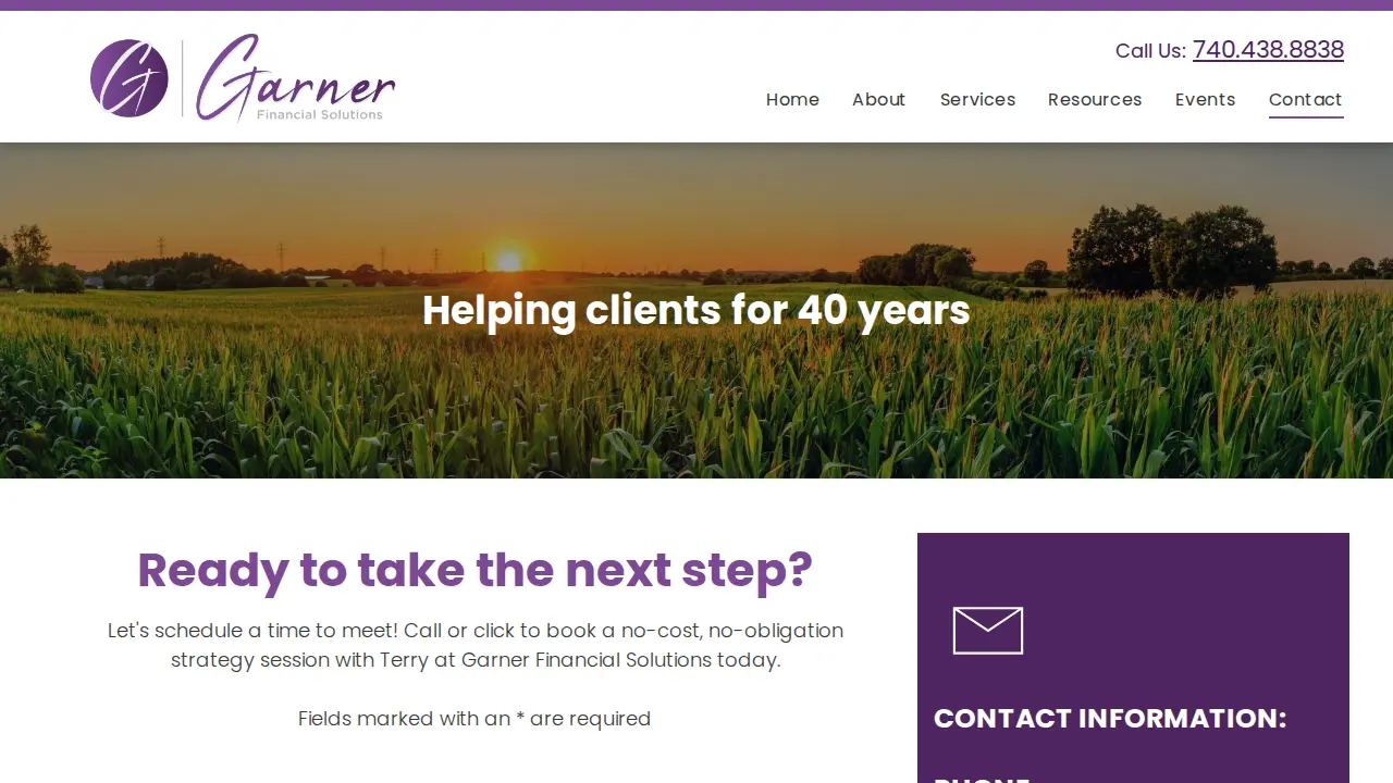 Garner Financial Solutions page