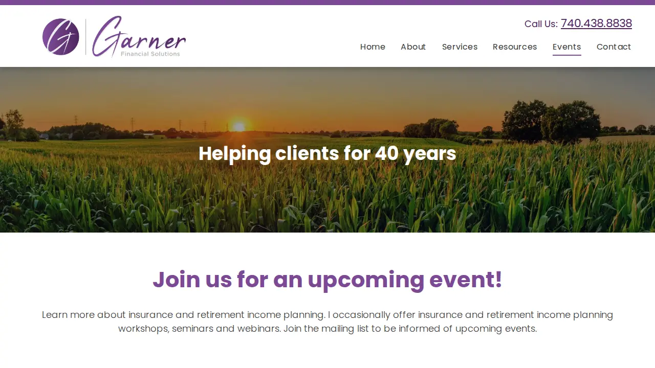 Garner Financial Solutions page